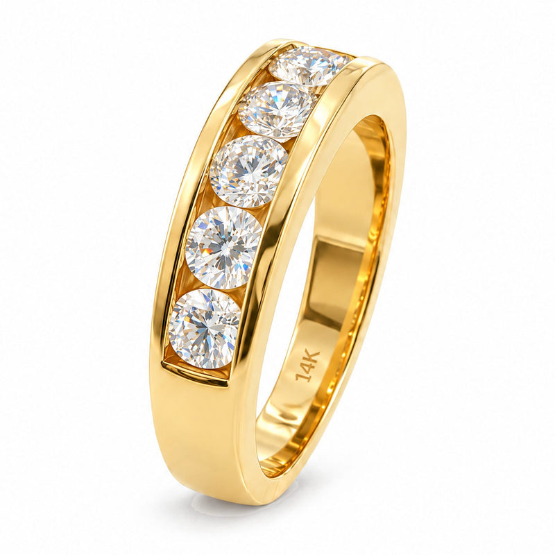 14K Gold Channel Set Diamond Wedding Ring, view 8
