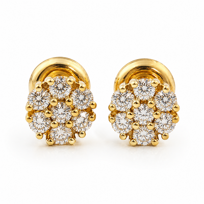 14K Gold Cluster Diamond Earrings 2 16804