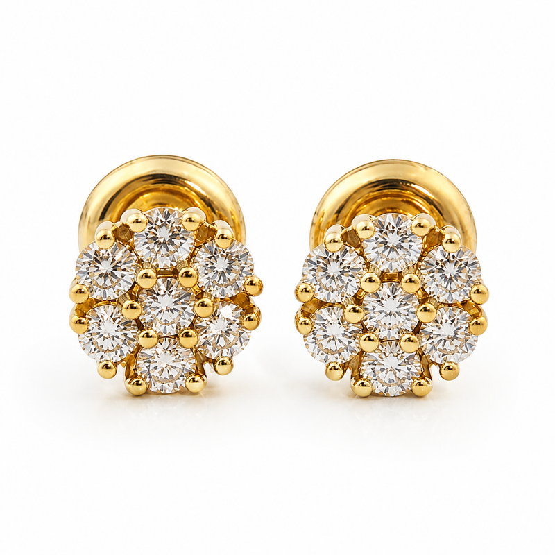14K Gold Cluster Diamond Earrings 2 16804