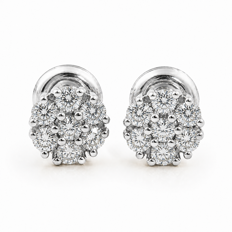 14K Gold Cluster Diamond Earrings 2 16804