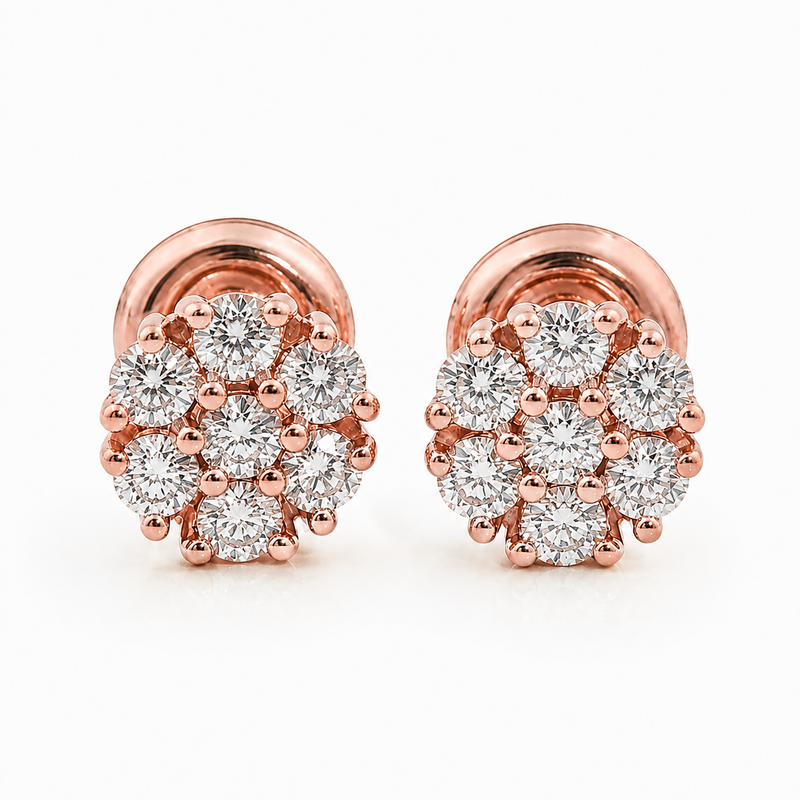 14K Gold Cluster Diamond Earrings 2 16804