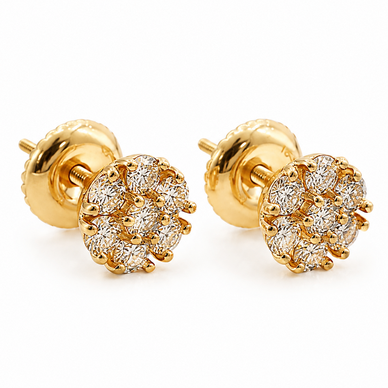 14K Gold Cluster Diamond Earrings 2 16804