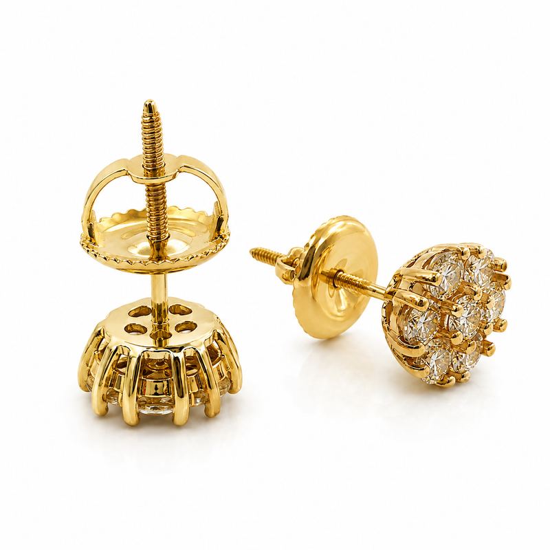 14K Gold Cluster Diamond Earrings 2 16804