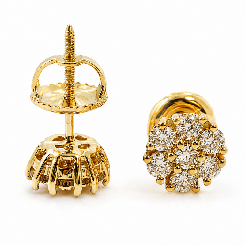 14K Gold Cluster Diamond Earrings 2 16804