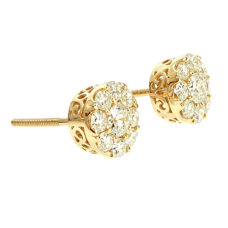 14K Gold Cluster Stud Earrings 65857