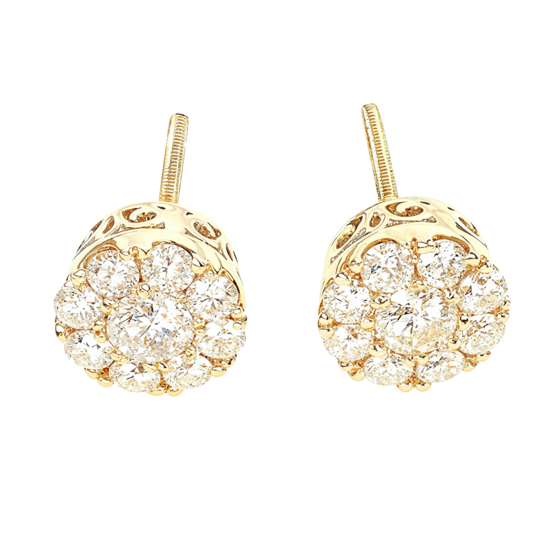 14K Gold Cluster Stud Earrings 65857