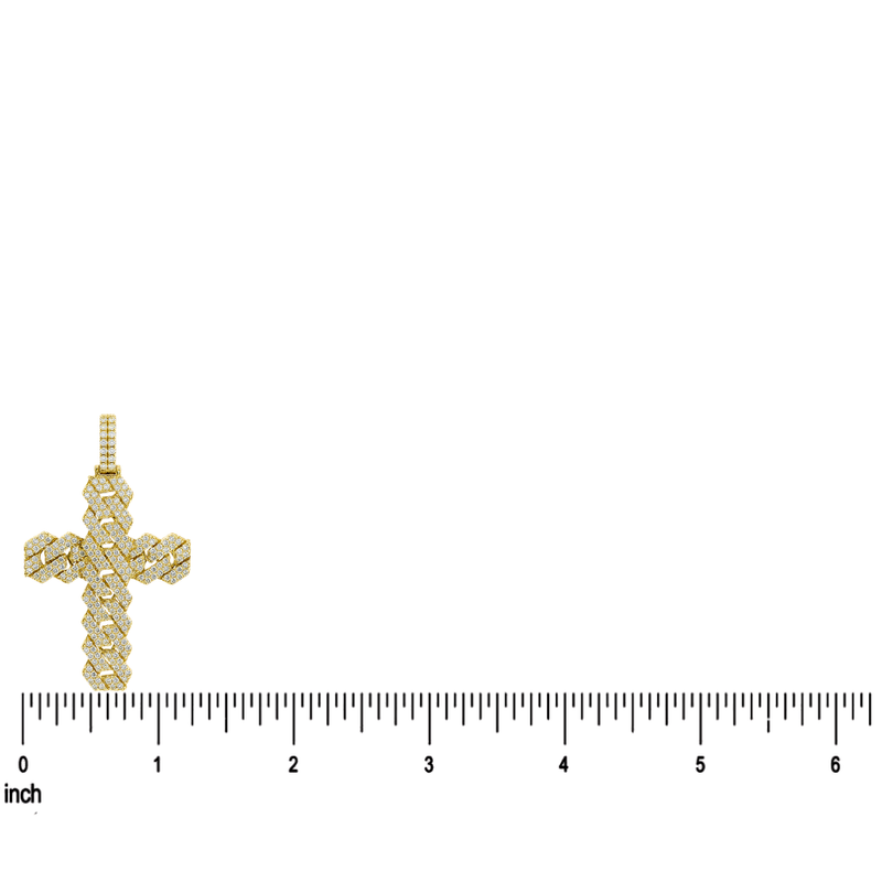 14K Gold Cuban Link Diamond Cross Pendant 66168