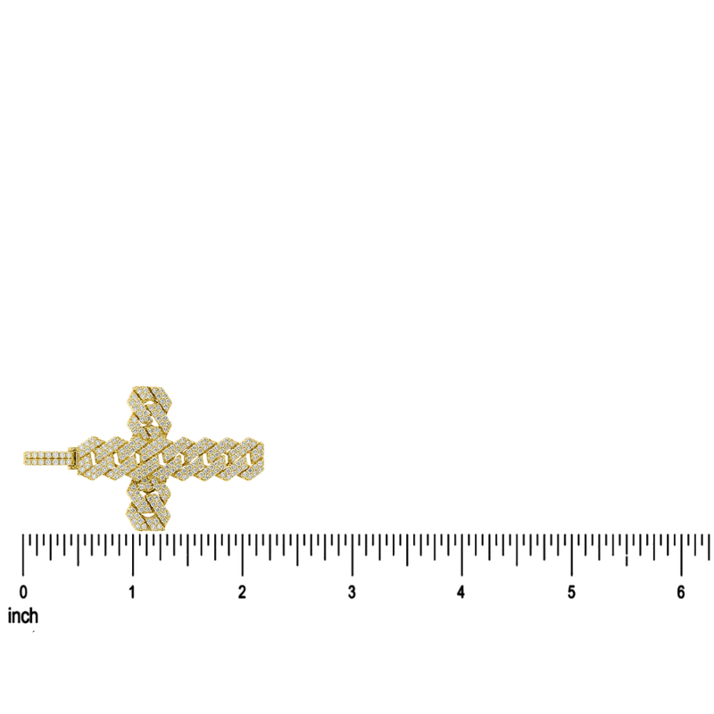 14K Gold Cuban Link Diamond Cross Pendant 66168