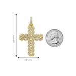 14K Gold Cuban Link Diamond Cross Pendant 66168