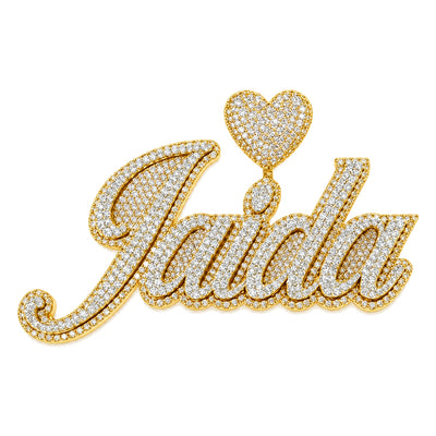 14K Gold Custom Made Diamond Name Pendant, yellow gold
