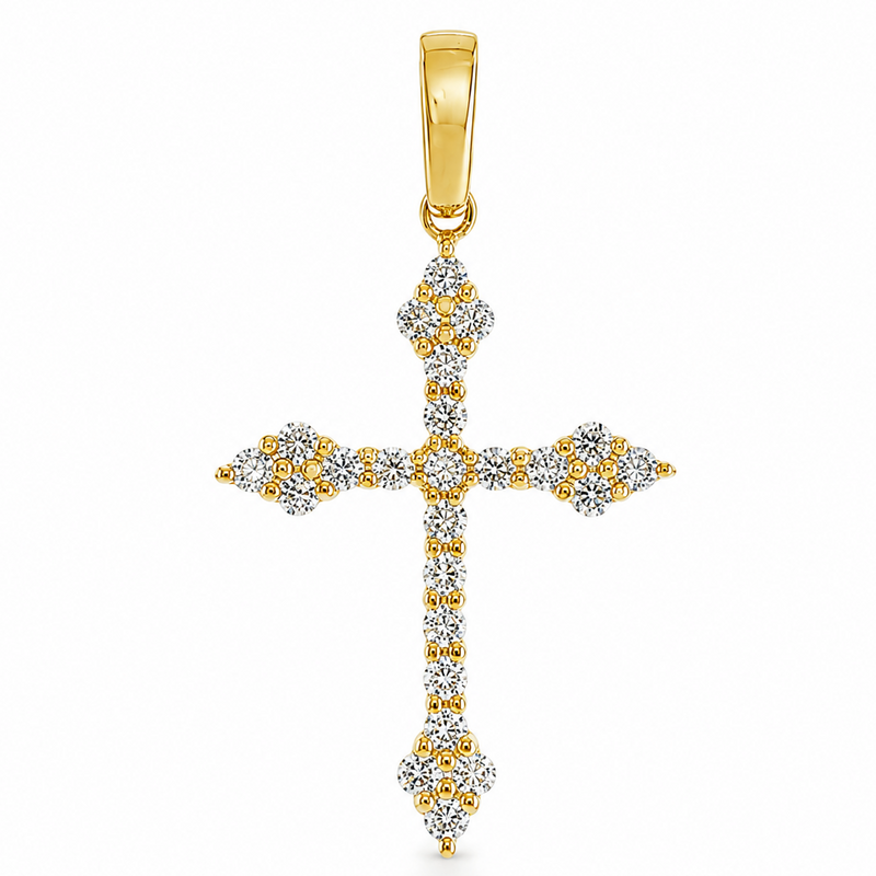 14K Gold Diamond Cross Pendant 65302