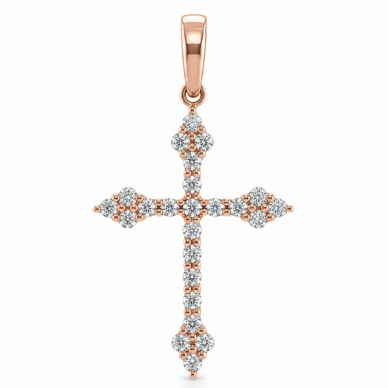 14K Gold Diamond Cross Pendant 65302