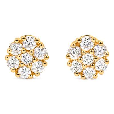 14K Gold Diamond Flower Earrings