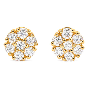 14K Gold Diamond Flower Earrings