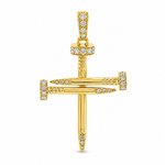 14k gold diamond nail cross pendant with 0.37 ct real diamonds