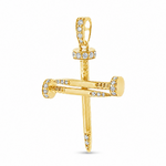 14k gold diamond nail cross pendant with 0.37 ct real diamonds