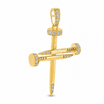 14k gold diamond nail cross pendant with 0.37 ct real diamonds