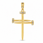 14k gold diamond nail cross pendant with 0.37 ct real diamonds