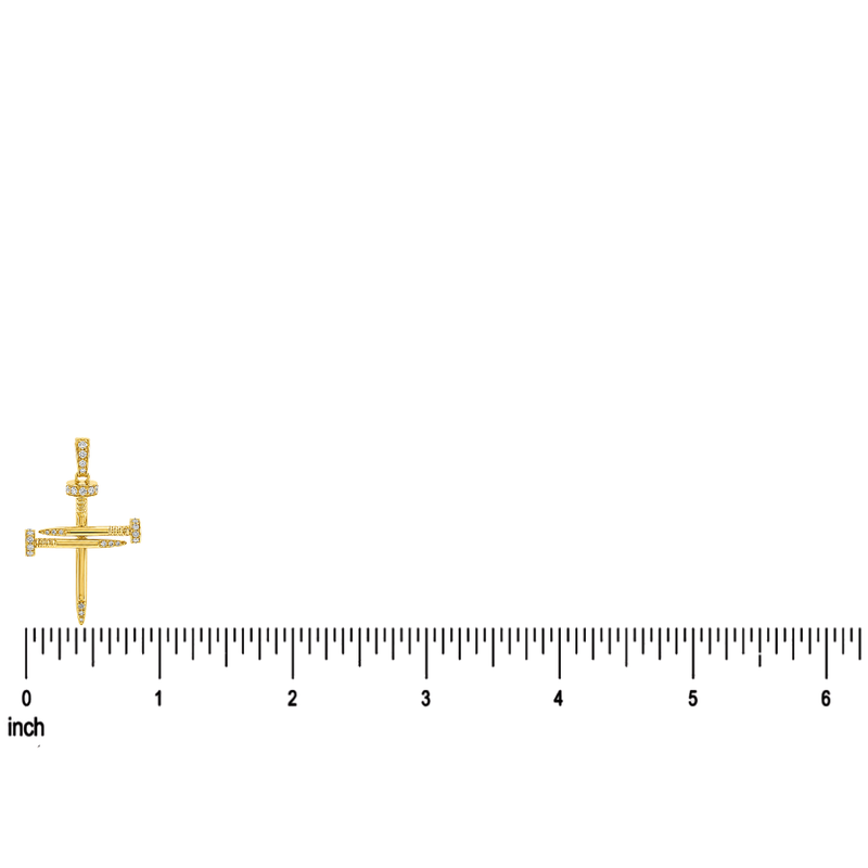 14k gold diamond nail cross pendant with 0.37 ct real diamonds