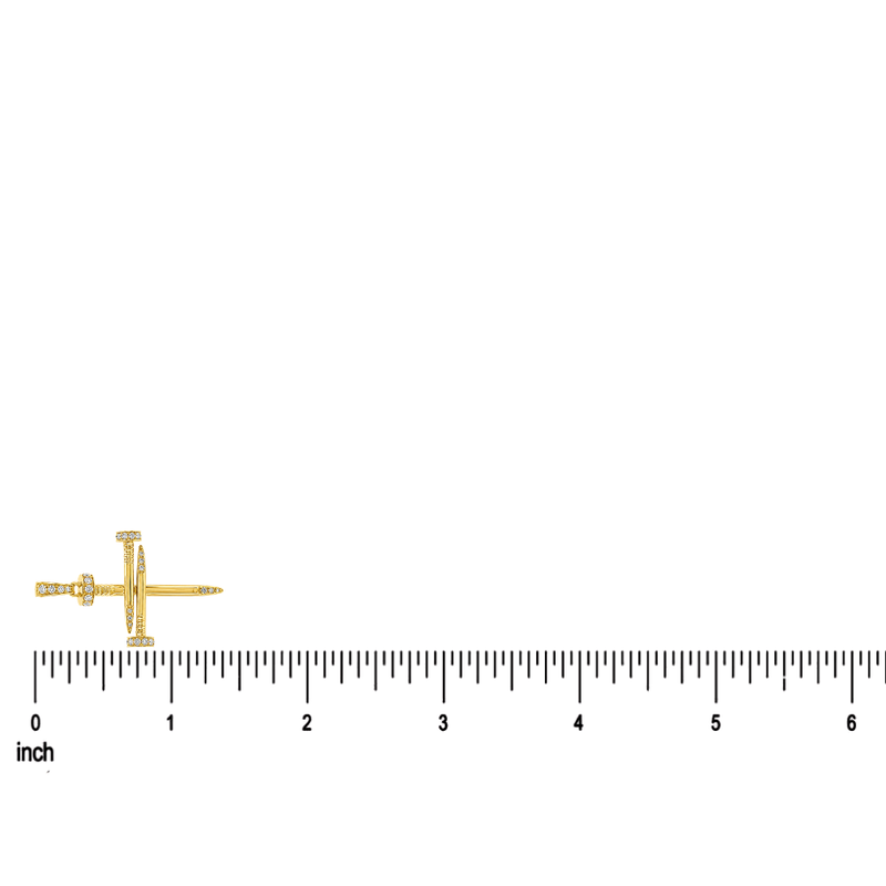 14k gold diamond nail cross pendant with 0.37 ct real diamonds