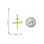 14k gold diamond nail cross pendant with 0.37 ct real diamonds