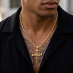 14k gold diamond nail cross pendant with 0.37 ct real diamonds