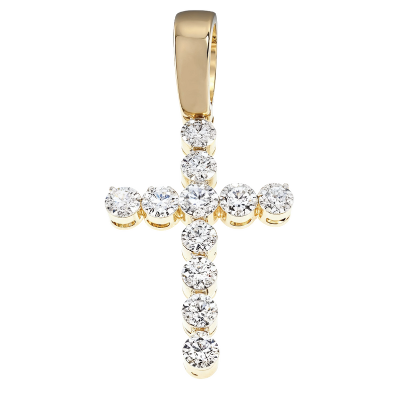 14K Gold Diamond Small Cross 65300 | TraxNYC