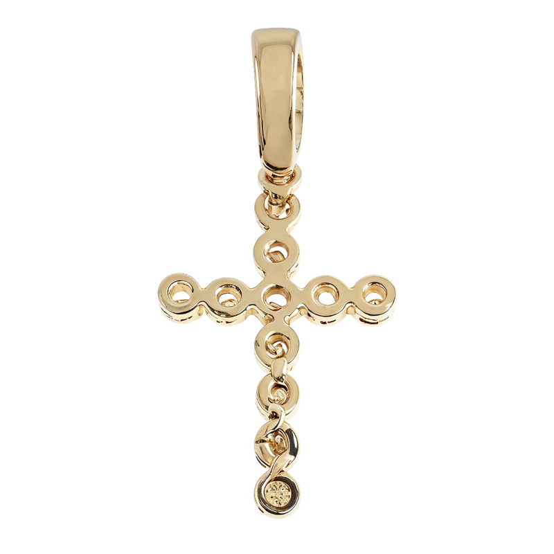 14K Gold Diamond Small Cross 65300 | TraxNYC