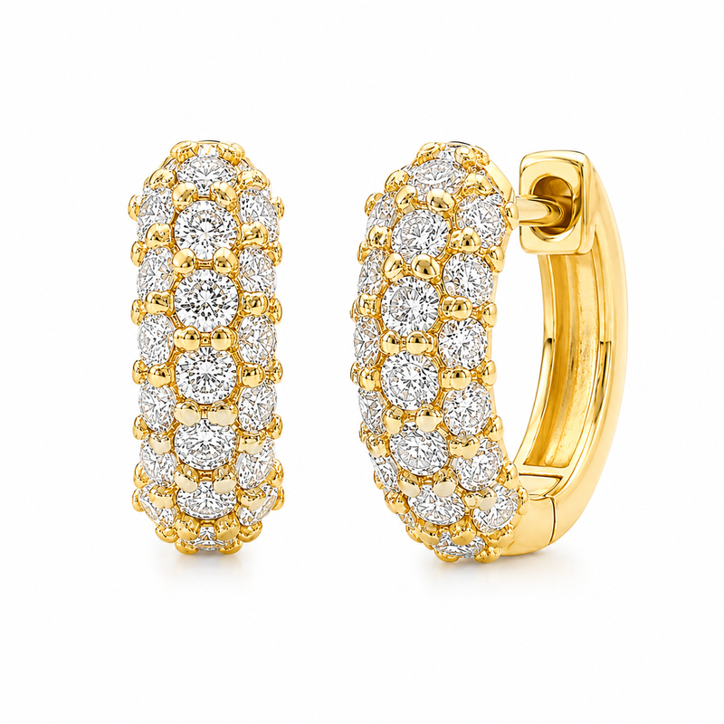 14K Gold Diamond Small Hoop Earring 65772