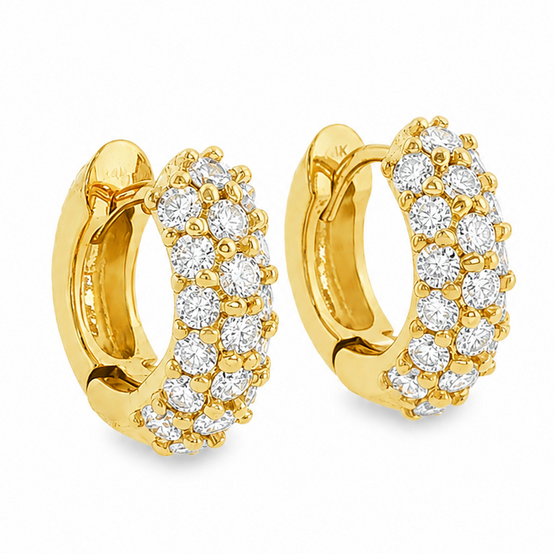 14K Gold Diamond Small Hoop Earring 65772
