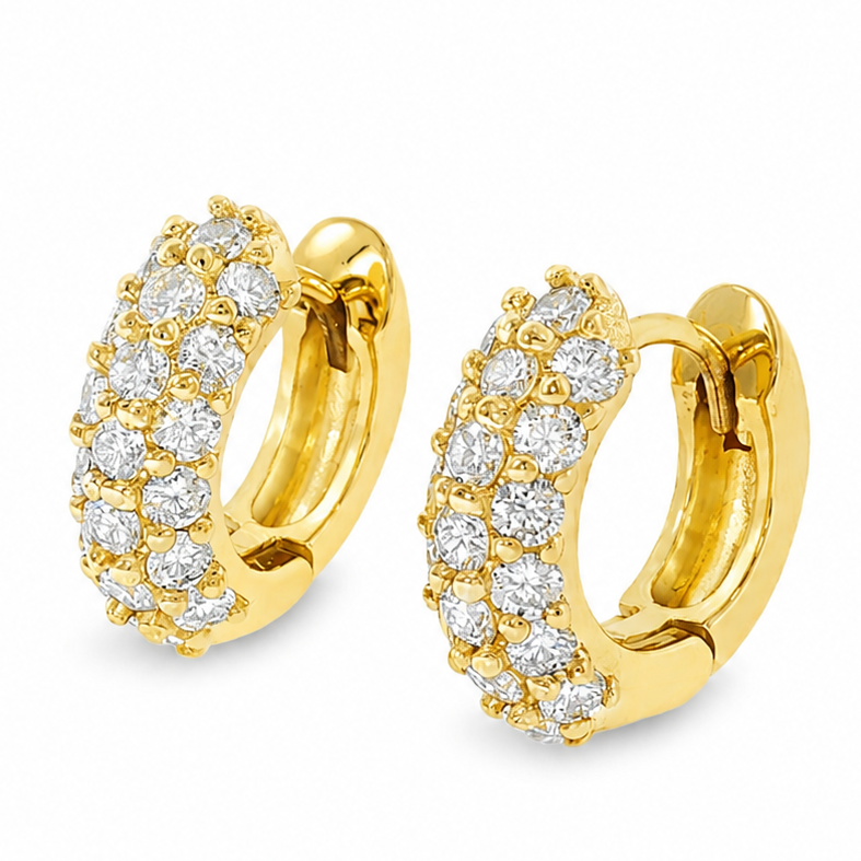 14K Gold Diamond Small Hoop Earring 65772