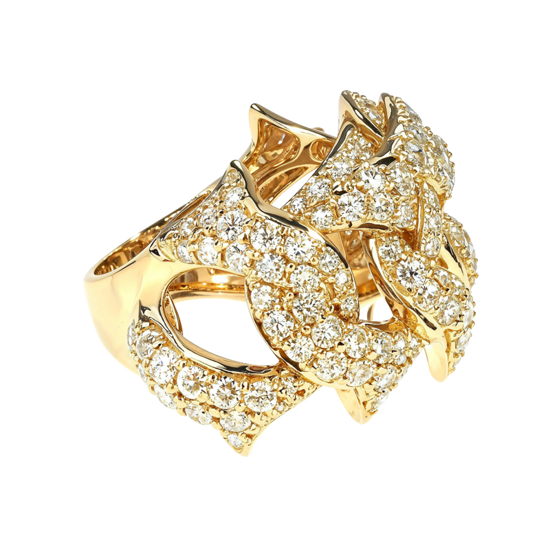 14K Gold Diamond Spiked Cuban Link Ring, photo 4 of 8