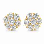 14K Gold Diamond Stud Flower Earrings 16801