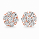 14K Gold Diamond Stud Flower Earrings 16801