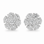 14K Gold Diamond Stud Flower Earrings 16801