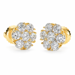 14K Gold Diamond Stud Flower Earrings 16801