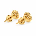 14K Gold Diamond Stud Flower Earrings 16801