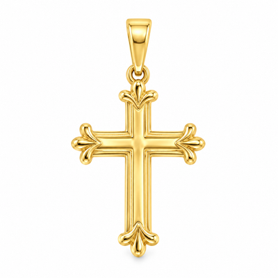 14K Gold Fleur Cross Pendant 71836