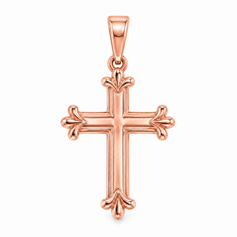 14K Gold Fleur Cross Pendant 71836