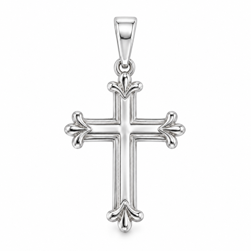 14K Gold Fleur Cross Pendant 71836