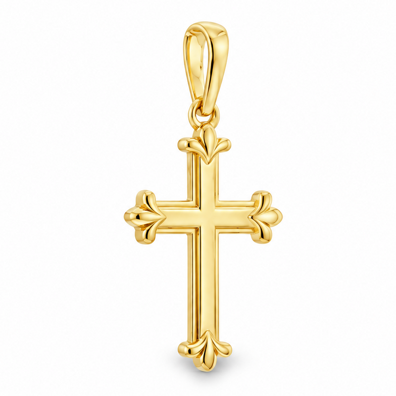 14K Gold Fleur Cross Pendant 71836