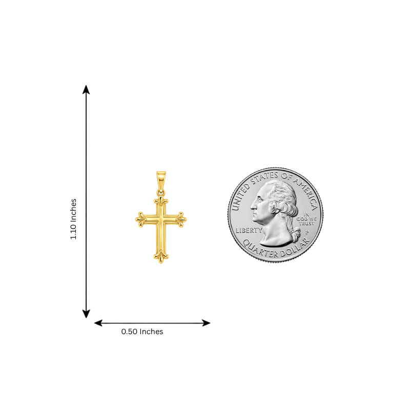 14K Gold Fleur Cross Pendant 71836