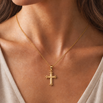 14K Gold Fleur Cross Pendant 71836