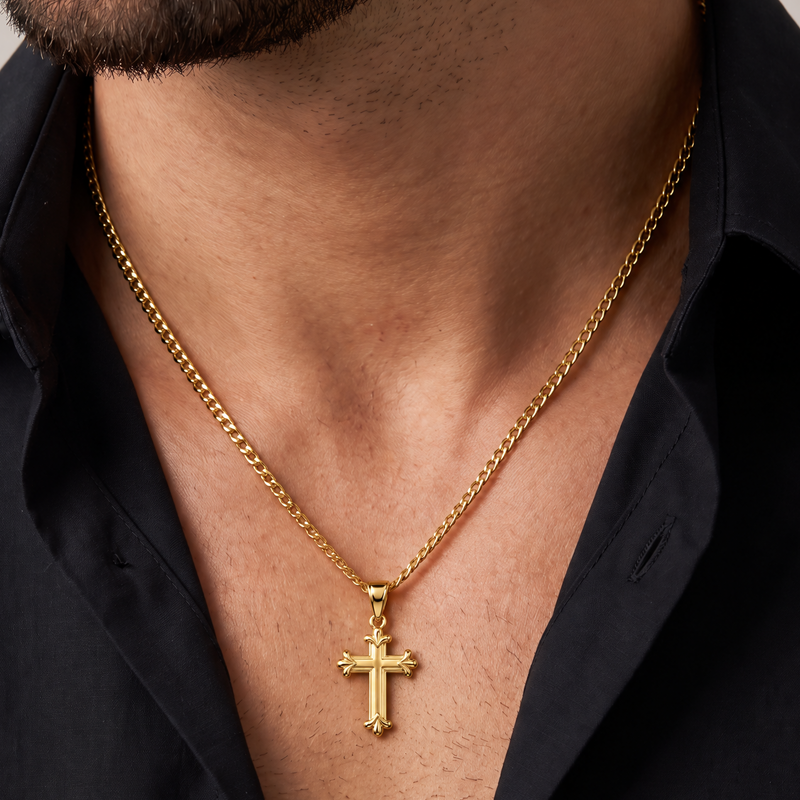 14K Gold Fleur Cross Pendant 71836