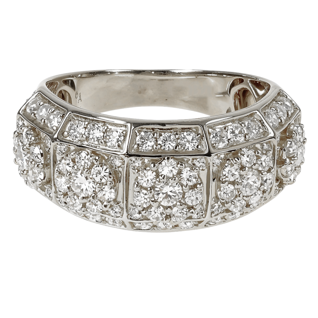 14K Gold Flower Diamond Ring 66171 | TraxNYC