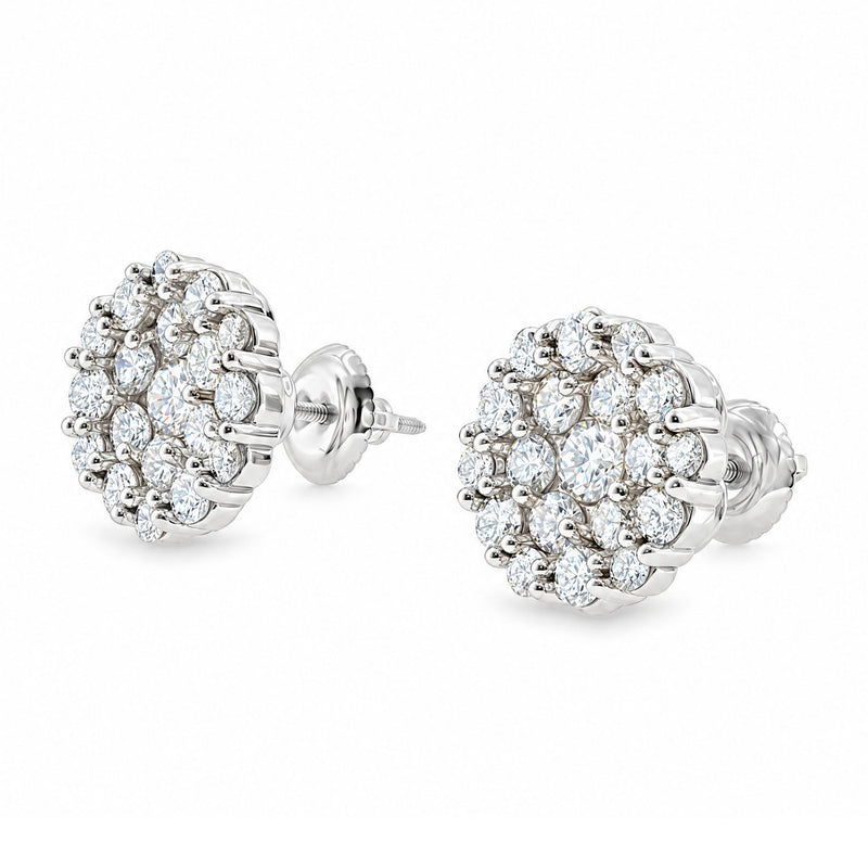 14K Gold Flower Diamond Stud Earrings, view 4