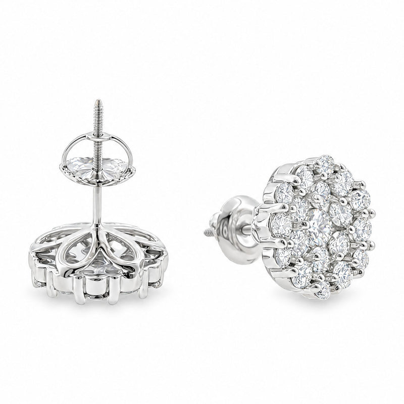 14K Gold Flower Diamond Stud Earrings, view 7