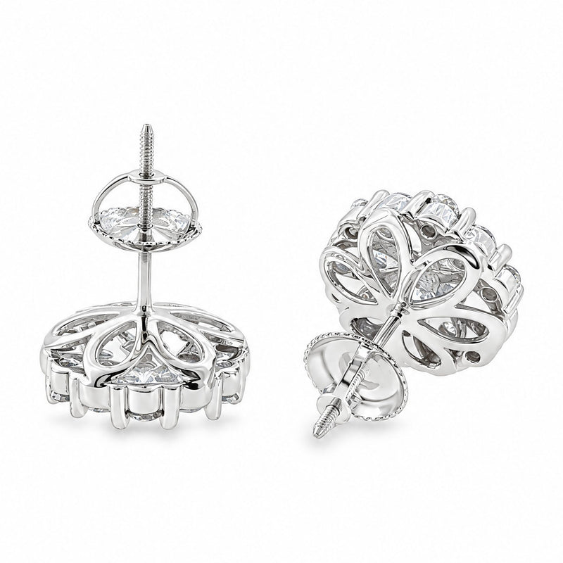 14K Gold Flower Diamond Stud Earrings, view 8