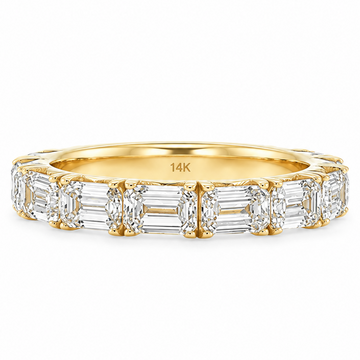 14K Gold French Pavé Emerald Cut Lab-Grown Diamond Band