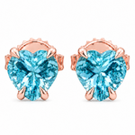 14K Gold Heart Shape Aquamarine Earrings 66740